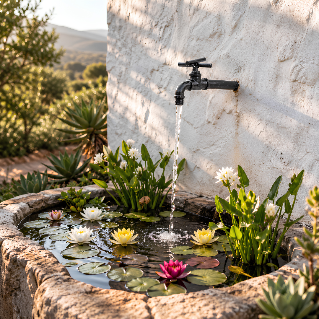 Vintage Tap Waterspout for ponds, fountains and wall-mounted water features, available in multiple decorative finishes