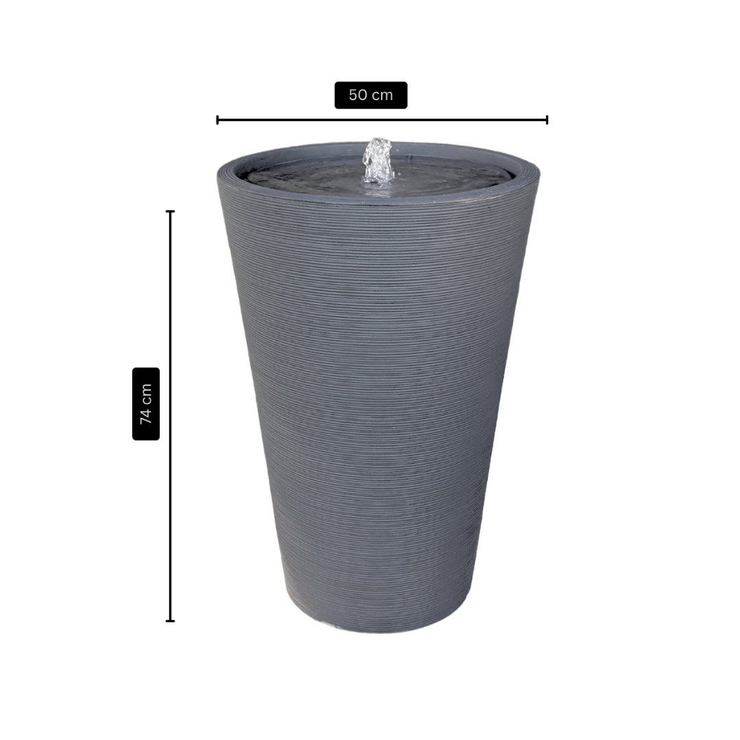 Textured Tempo contemporary outdoor water feature for gardens, patios, courtyards and landscaped spaces