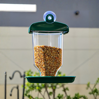 Waterhouse transparent window bird feeder with suction cup mount and 200ml seed holder for close-up birdwatching at home or in apartments