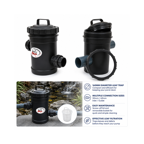 Ultra Zap 50mm Vacuum Pressure Inline Leaf Trap for Ponds - 160mm Diameter
