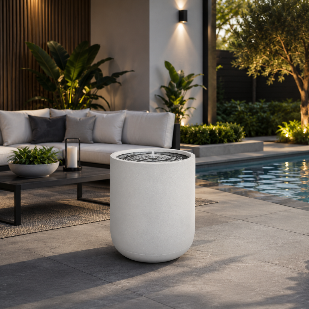 Urban Ripple contemporary outdoor water feature for gardens, patios, courtyards and landscaped spaces