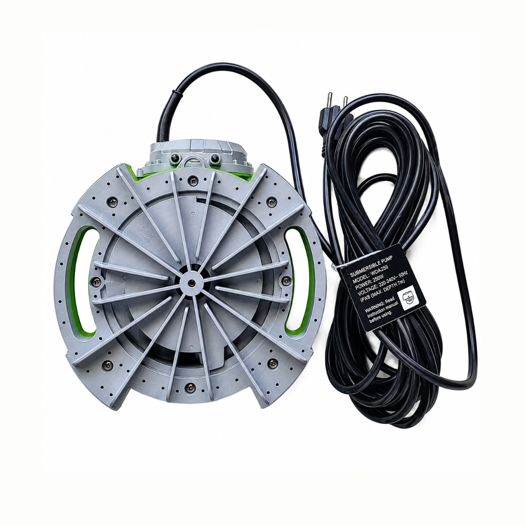 Waterhouse WD-PC 400A 400W automatic submersible drainage pump with 7,000 L/h maximum flow rate, 7m maximum head, 10m cable and automatic water-level operation for pool cover drainage, rainwater removal and household flooding.
