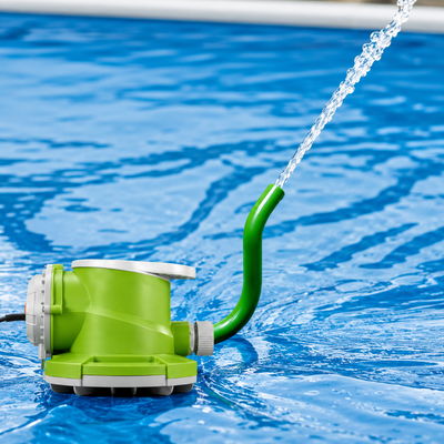 Waterhouse WD-PC 400A 400W automatic submersible drainage pump with 7,000 L/h maximum flow rate, 7m maximum head, 10m cable and automatic water-level operation for pool cover drainage, rainwater removal and household flooding.