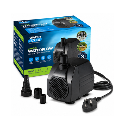 Waterhouse WH1200 Pond & Fountain Pump – 1200 L/H Water Feature Pump with Short Cable