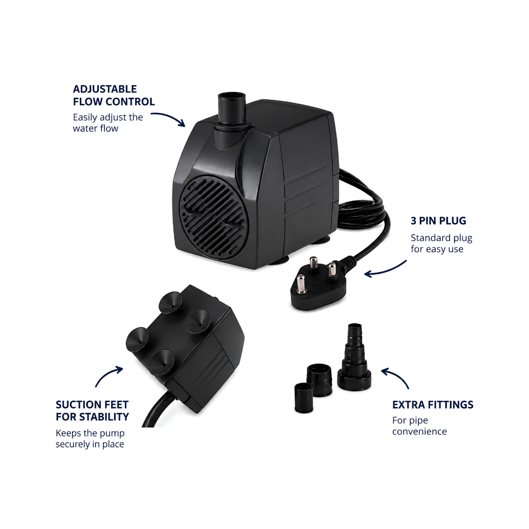 Waterhouse WH1000 1000 L/h Submersible Pond and Fountain Pump for ponds, fountains and decorative water features