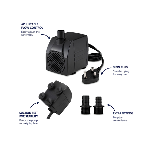 Waterhouse WH1200 1200 L/h Submersible Pond and Fountain Pump with 2.5m maximum lift for ponds, fountains and decorative water features