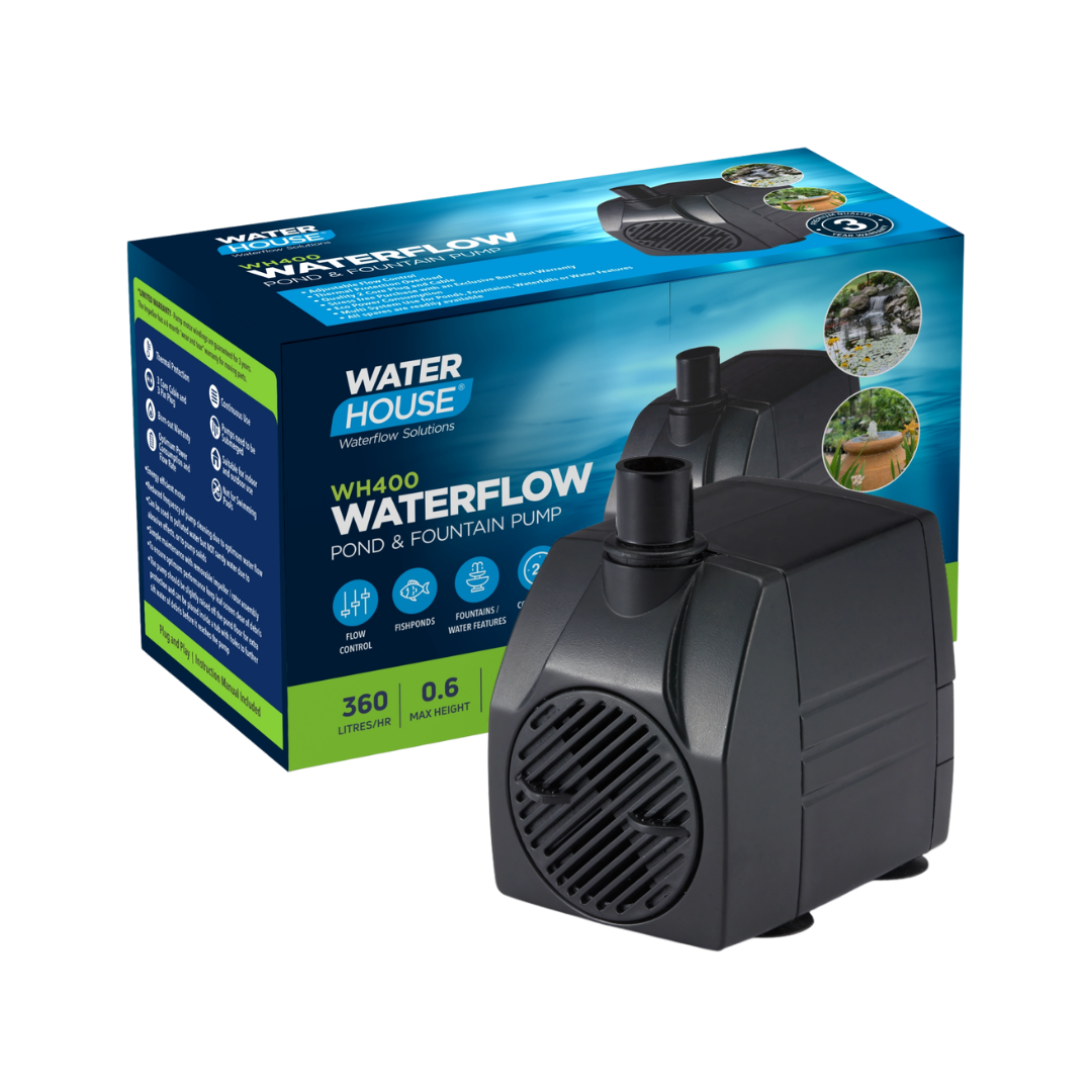 Waterhouse WH400 Fountain Pump with 0.6m maximum lift for small ponds, fountains and decorative water features