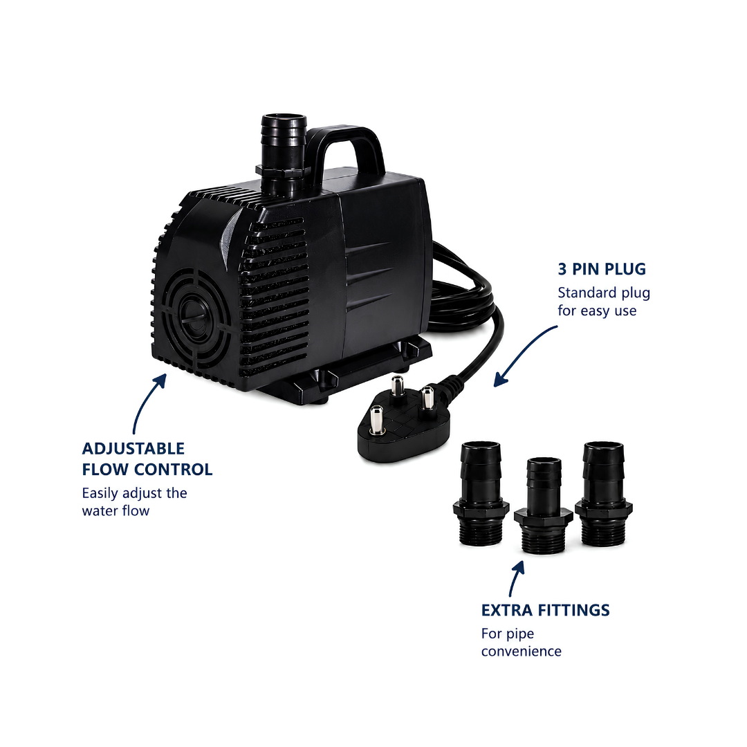Waterhouse 5000 L/h Submersible Fountain and Pond Pump with flow control for ponds, fountains and decorative water features