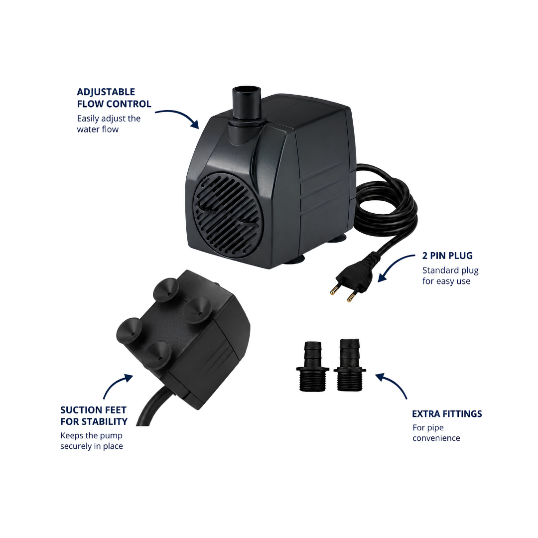 Waterhouse WH500 500 L/h Submersible Pond and Fountain Pump with 1.1m maximum lift for ponds, fountains and decorative water features