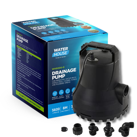 FLOOD WATER DRAINAGE PUMP WITH GARDEN HOSE ADAPTERS