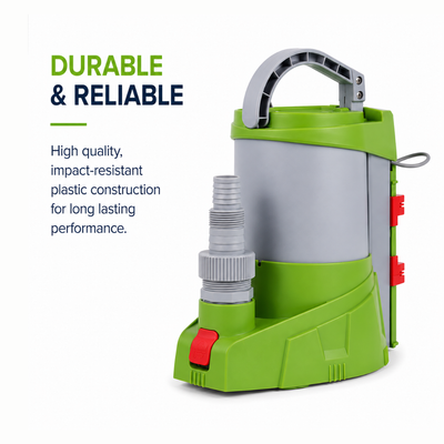 Waterhouse WDA250 250W Automatic Clean Water Drainage Pump with 6,000L/H maximum flow rate, adjustable automatic and manual operation, 2mm low-level water removal and 10m power cable, ideal for draining pool covers, flooded garages, basements and standing water.