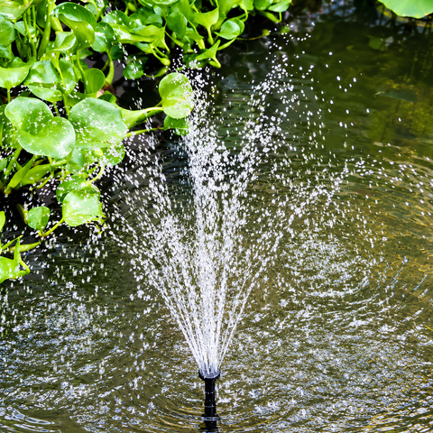 Waterhouse Solar Pond and Fountain Pump Kit 1400L/H with 25W solar panel, 18V 10W submersible fountain pump, two interchangeable fountain nozzles and extension pipes for garden ponds and outdoor water features.