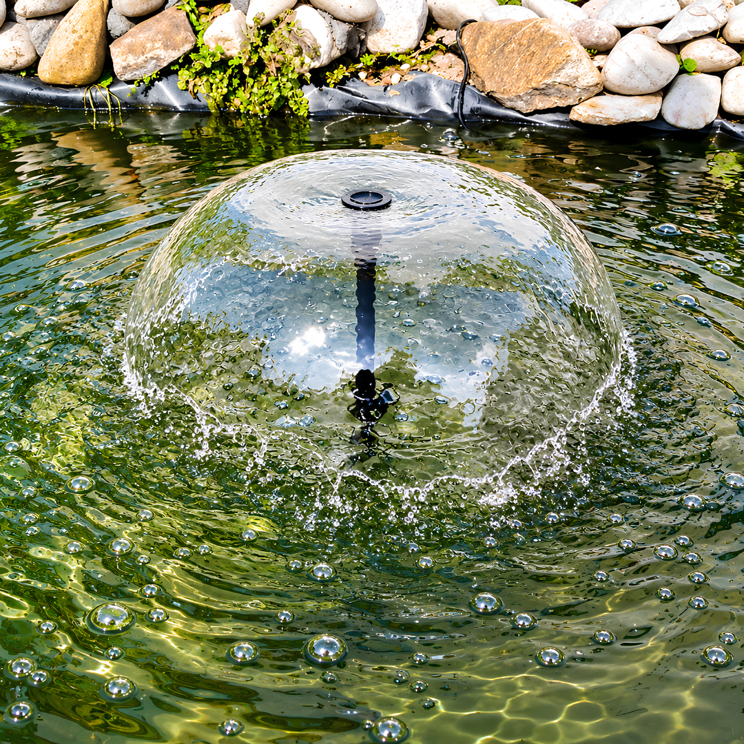 Waterhouse Solar Pond and Fountain Pump Kit 1800L/H with 40W solar panel, 18V 20W submersible fountain pump, three interchangeable fountain nozzles and extension pipes for garden ponds and outdoor water features.