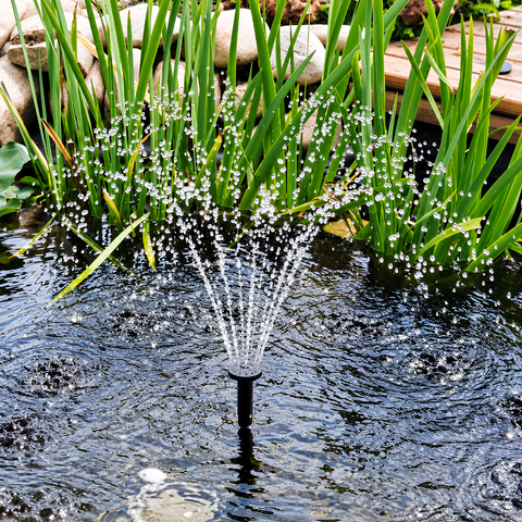 Waterhouse Solar Pond and Fountain Pump Kit 200L/H with 2.5W solar panel, 6V submersible water pump, adjustable flow, fountain nozzles and mounting accessories for small garden ponds and water features.