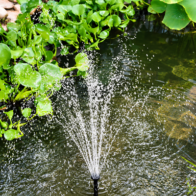 Waterhouse Solar Pond and Fountain Pump Kit 680L/H with 12W solar panel, 18V submersible fountain pump, adjustable water flow, interchangeable fountain nozzles and mounting accessories for garden ponds and outdoor water features.