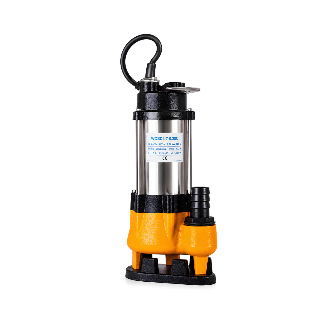 WSD 1.5kW Submersible Drainage and Sewage Pump with cast iron body, open-vane impeller, double mechanical seal and removable suction screen for screened sewage, construction drainage and dewatering applications.