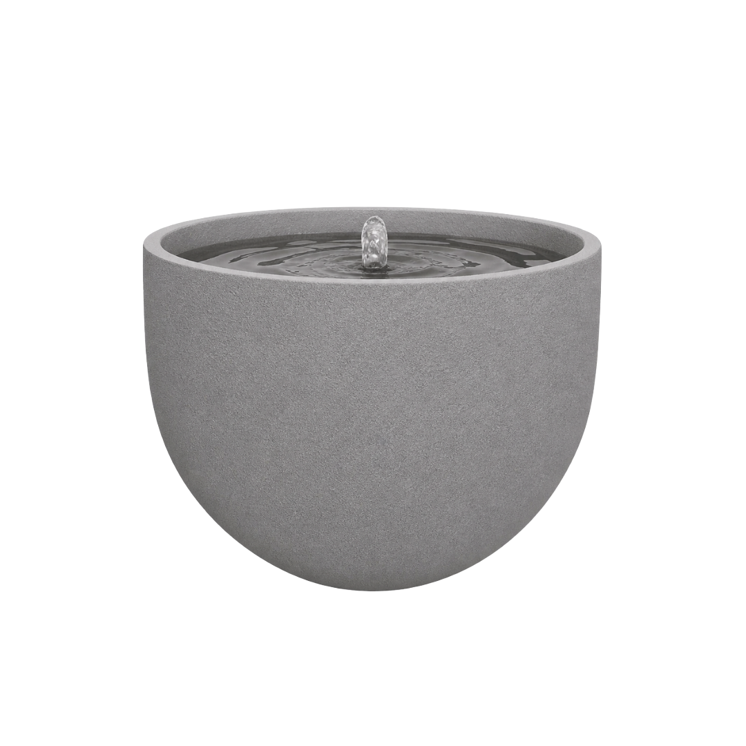 ZenSphere Fountain Bowl contemporary outdoor water feature for gardens, patios, courtyards and landscaped spaces