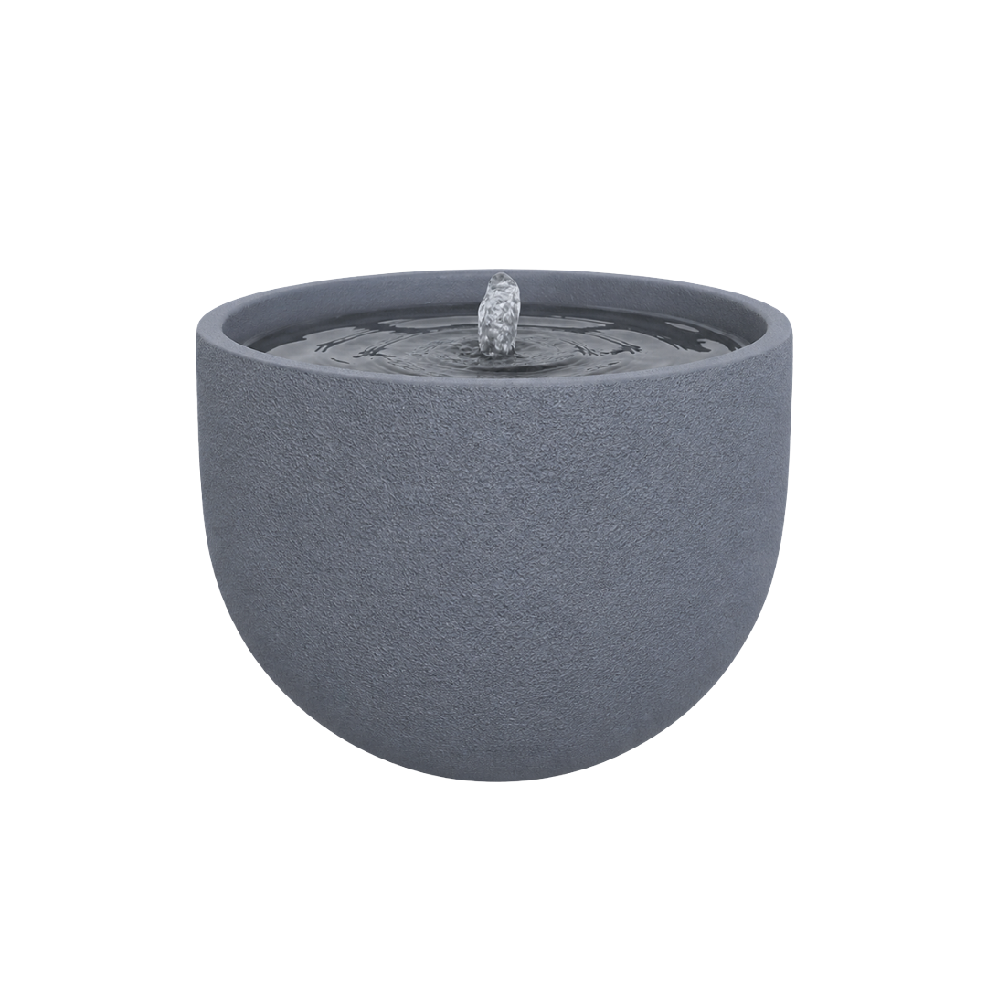 ZenSphere Fountain Bowl contemporary outdoor water feature for gardens, patios, courtyards and landscaped spaces