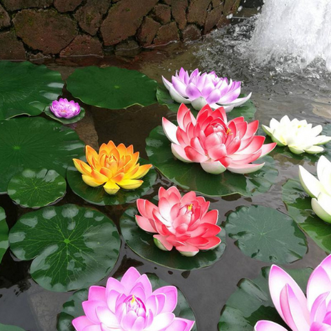 POND ARTIFICIAL LILY COMPLETE SET OF 3 POND LOTUS