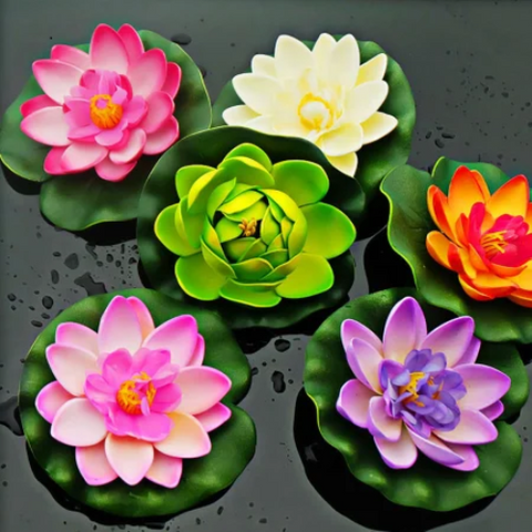 POND ARTIFICIAL LILY COMPLETE SET OF 3 POND LOTUS